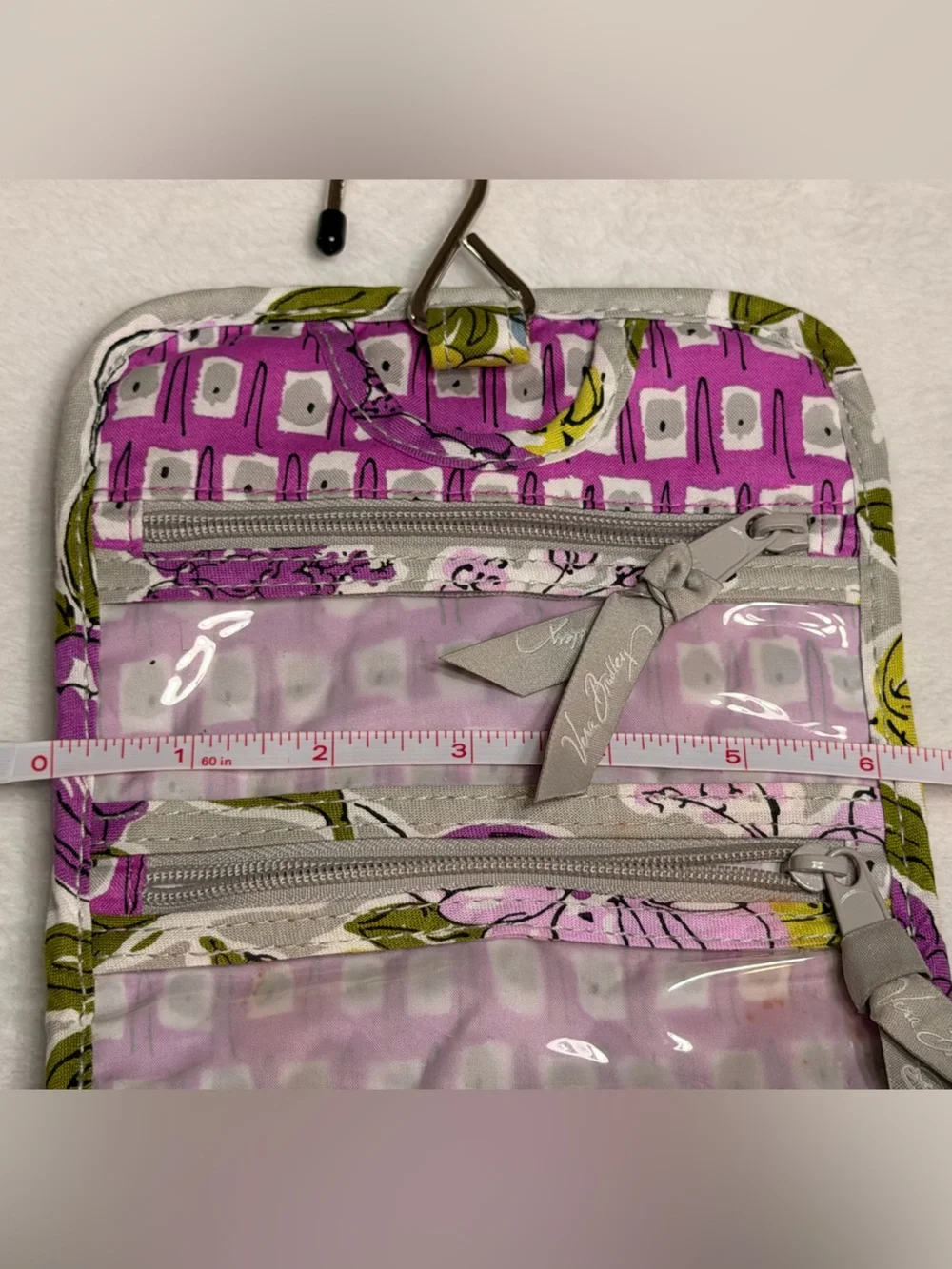 Vera Bradley Floral Hanging Cosmetic Bag in Purple and Gray